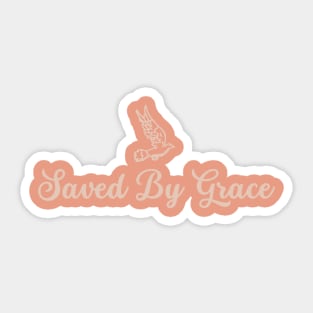 Saved By Grace - Bible Verse Christian Dove Design Sticker